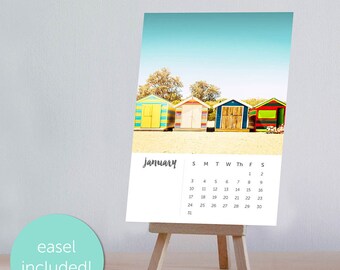 2017 calendar desk calendar beach decor calendar with easel calendar with stand beach calendar 2017 desk calendar nautical decor coastal