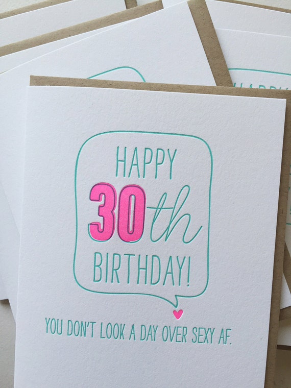 30th birthday card Funny Card for 30th birthday Letterpress