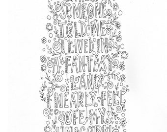 serenity prayer quote coloring page instant download line