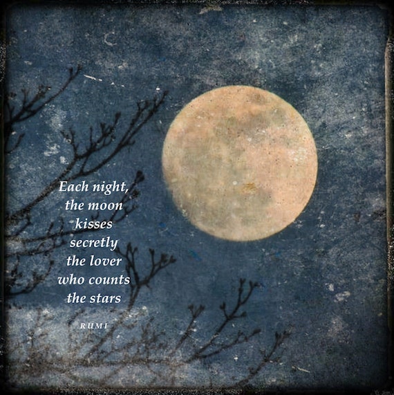 Rumi quote with full moon moon love quote golden moon tree