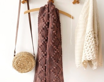 Crochet Scarf Pattern PDF Tutorial Malabrigo Winter Soft Yarn US Terms English Country Style Brown
