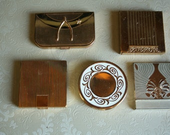 Vintage Brass Coty Compact, Avon Compact, Elgin Compact, Max Factor Cream Puff, Compact, Women