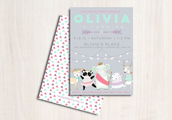Darling Divas Animal Invitation - Animal Dance Party - Printable Party Supplies Il_570xn