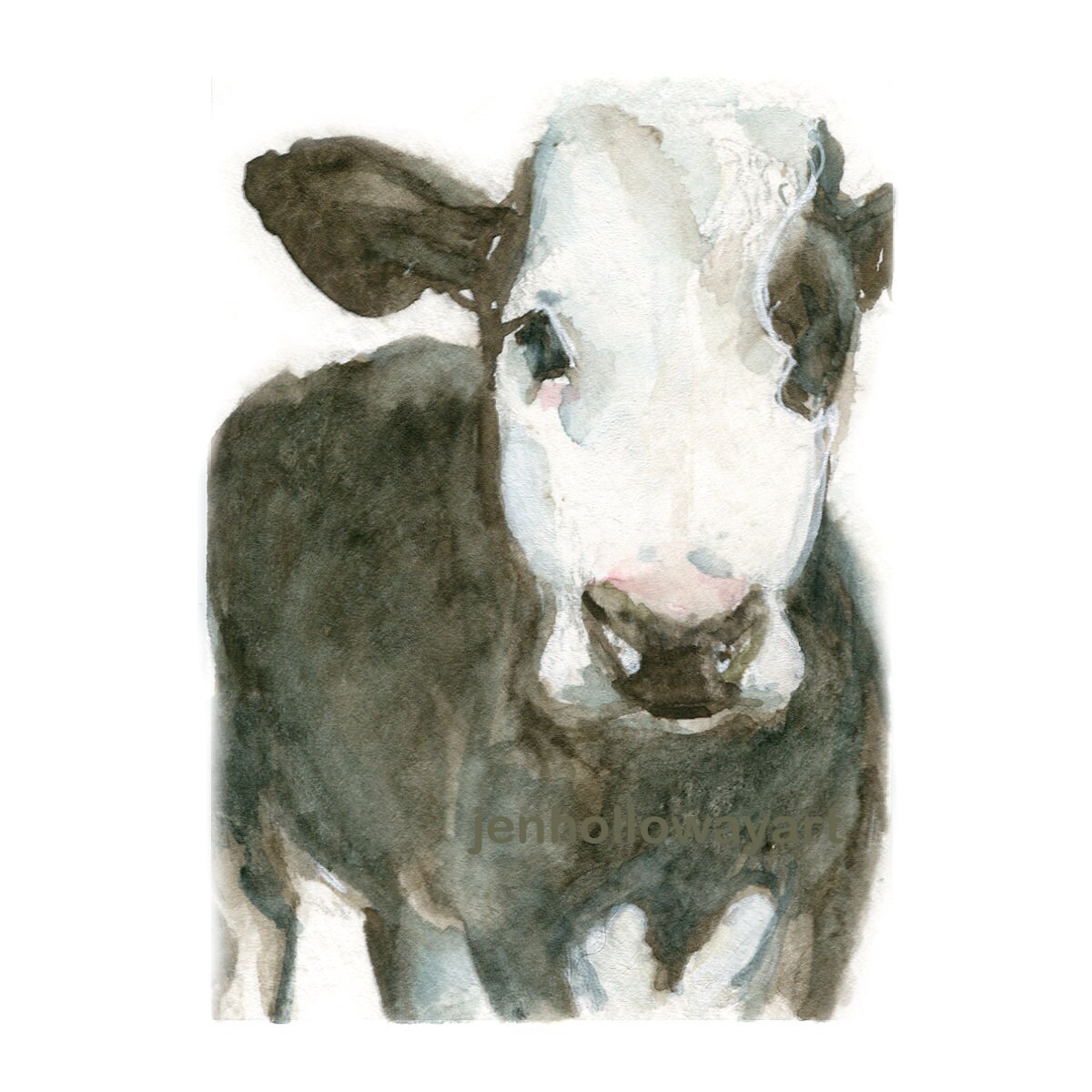 Watercolor Calf Black White Calf Print Calf Print Black and