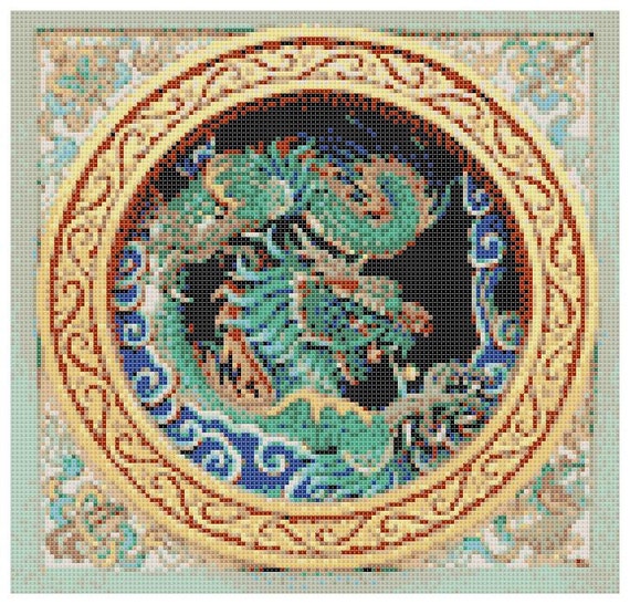 Chinese Dragon 14 Count Cross Stitch Chart / Kit