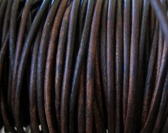 2MM Leather Cord Vintage Natural Brown Lace 4 Yards