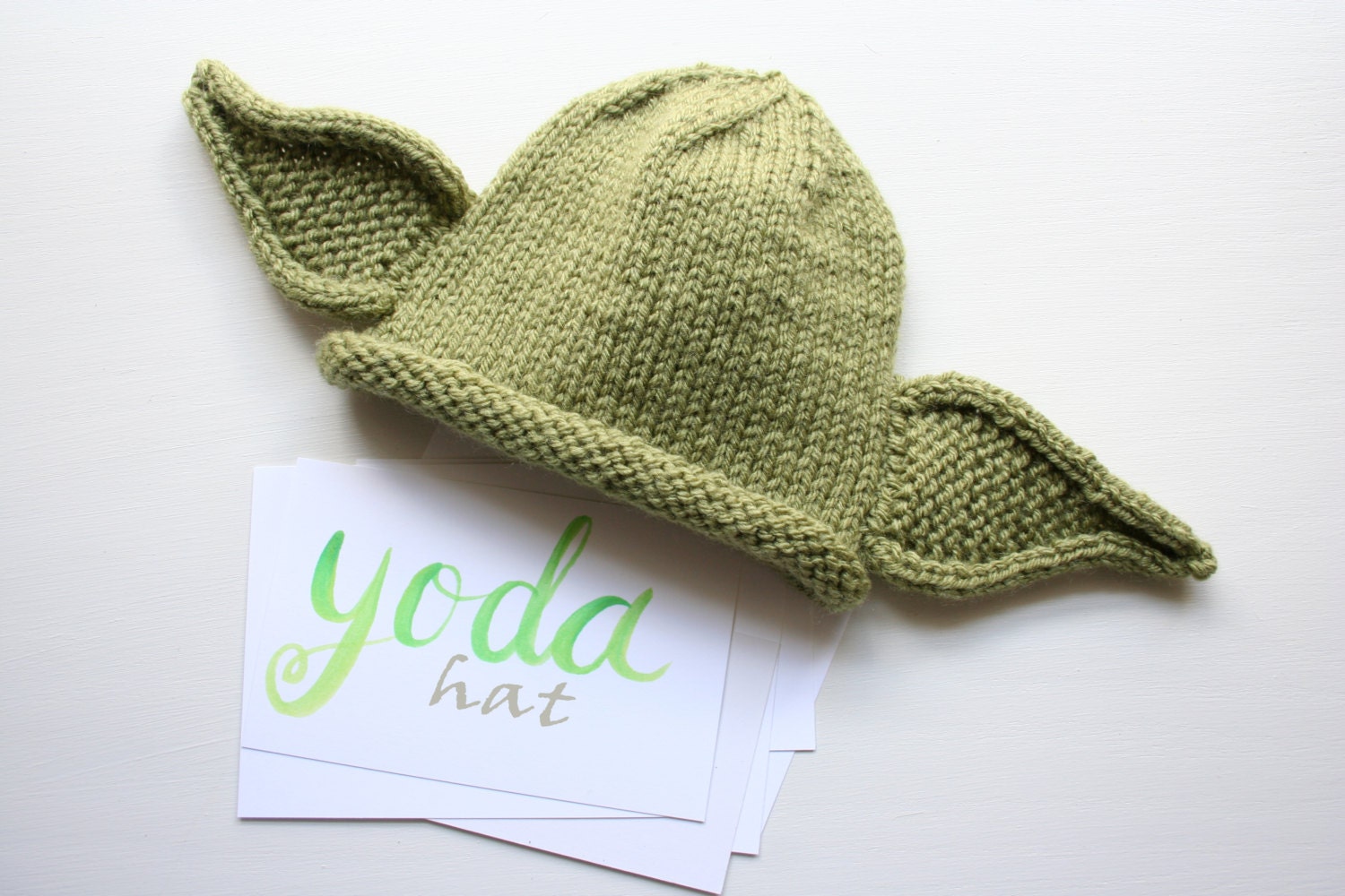 Hand Knitted Baby Yoda Hat in 0-6 months Yoda Ears Baby