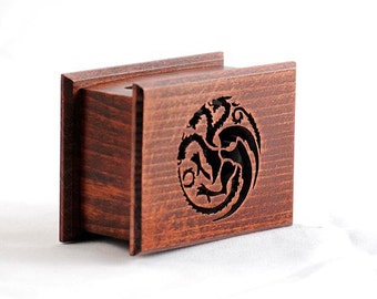 Game of Thrones Targaryen - The Song of Ice and Fire soundtrack and design inspired handmade wooden music box with melody paper strip