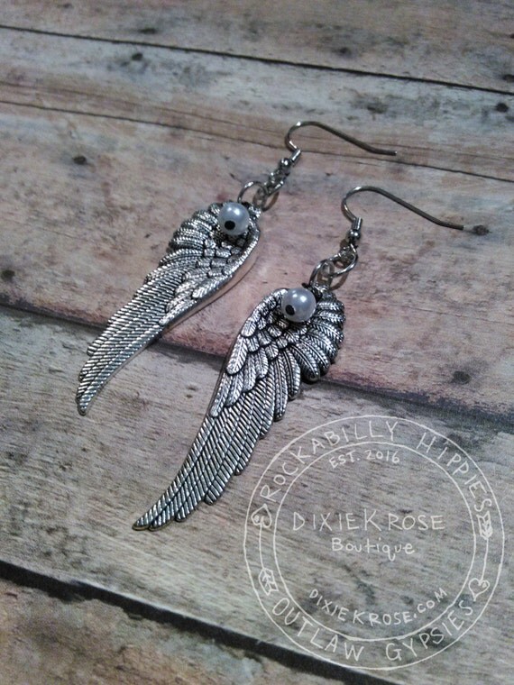 Wing Dangle Earrings/Angel Wing by DixieKRoseBoutique on Etsy
