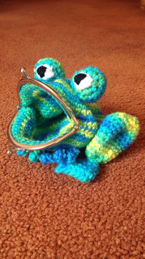 Items similar to Neon Crochet Frog Coin Purse on Etsy