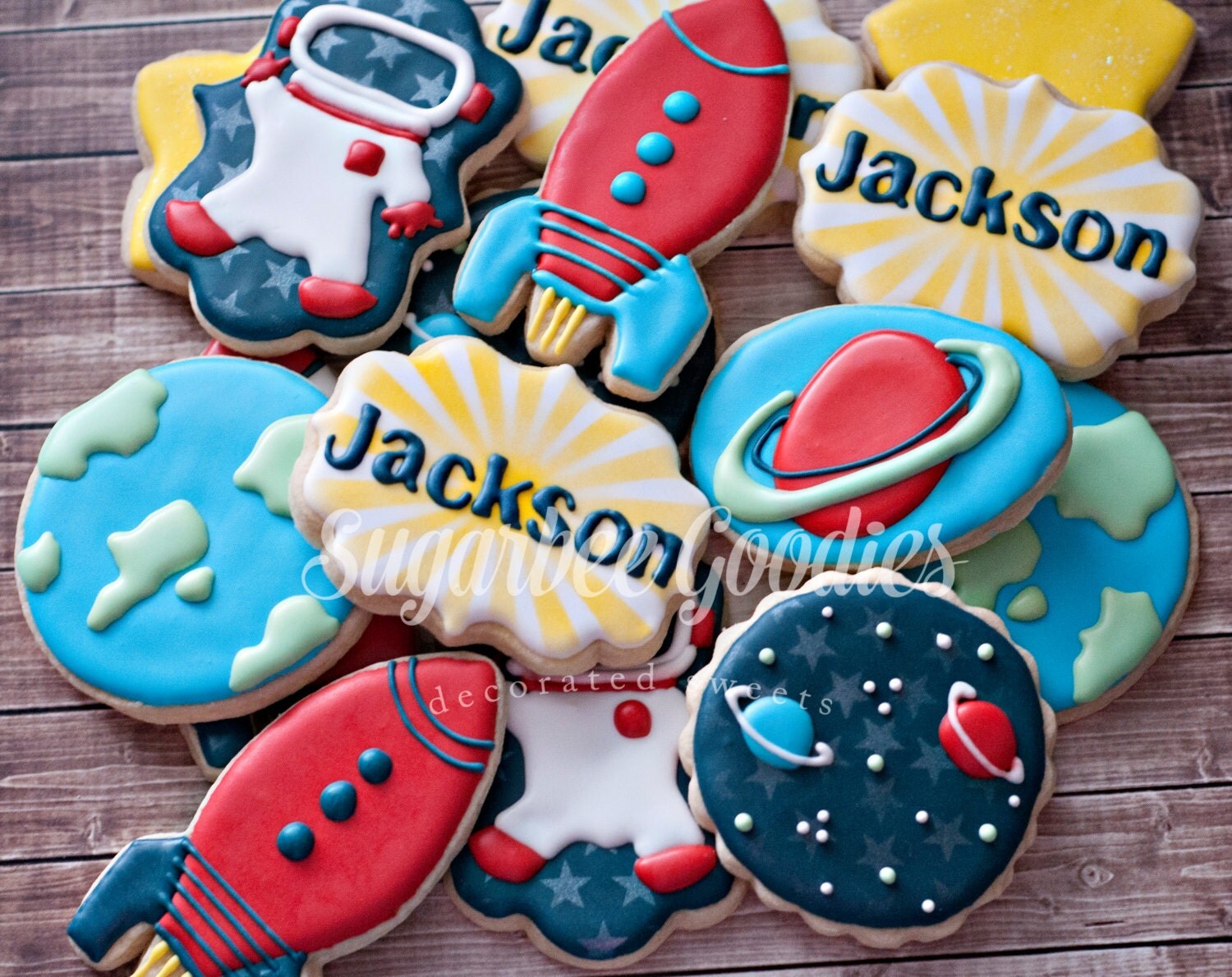 Outer Space Cookies 12 Rocket Cookies Rockets by SugarbeeGoodies