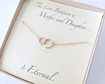 Mother Daughter Necklace , Mothers Day Jewelry, Gold Necklace,Eternity Necklace, Gold Necklace, Gift Box, Birthday Gift, Gift for her,