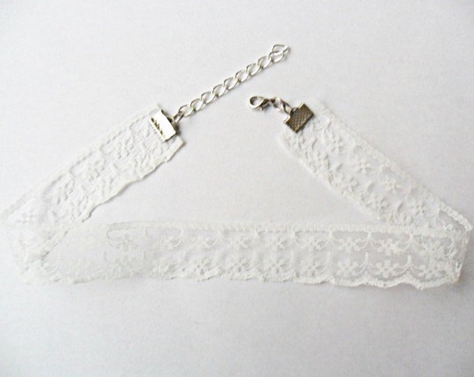 White satin and lace choker necklace set pick your neck size