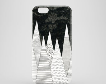 White Peaks phone case, black and white iPhone 7, iPhone 7 Plus, iPhone SE, iPhone 6S, iPhone 6, iPhone 5S, iPhone 5, mountain phone case