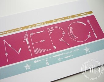 lot 2 cartes postales MERCI 'sagittas'