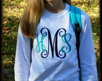 Women's Long Sleeve Monogram Shirt - Gildan Shirts - Multiple Colors