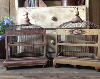 French Wire Wood Birdcage Handpainted Country Farmhouse 2 Available