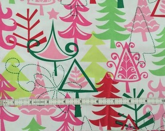 Michael Miller Yule Trees cotton fabric - half yard remnant
