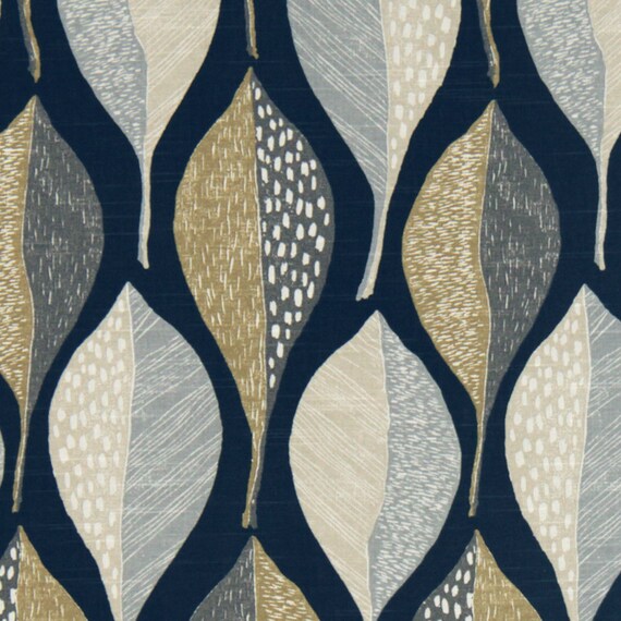 ON SALE Navy Blue Grey Upholstery Fabric by the Yard