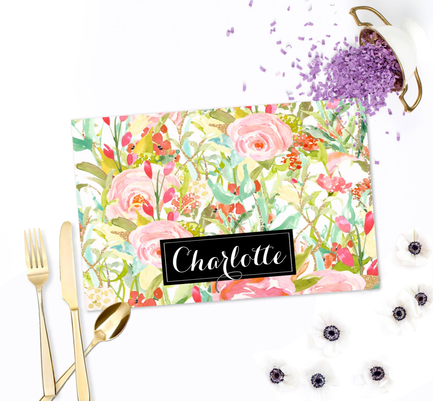 Personalized Paper Placemats Custom Placemats by BoutiqueMonogram