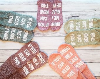 Wine Socks - If You Can Read This Bring Me A Glass of Wine - Birthday Gift Christmas Present Bridesmaid Gift Stocking Stuffer Wine Lover