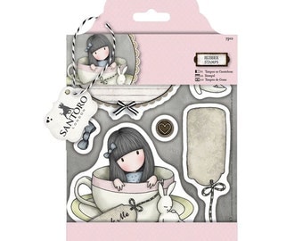 GORJUSS " SWEET TEA " Rare !! - DOCRAFTs SANTOROs Cling Stamp Set - New !! Gorjuss Girl in a Tea Cup