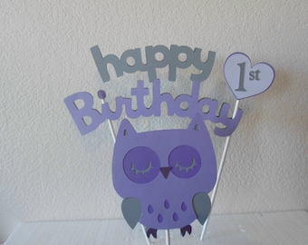 Owl First Birthday -Owl Birthday- Girls Owl Birthday- Owl Birthday Cake Topper