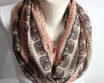 Sloths Infinity Scarf Sloth Animal Scarf Christmas Gift For Her For Women Birthday Gift For Mom Spring Scarf Women Accessories