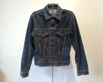 Distressed Levi's Big 'E' Denim Jacket. Original type 3, 1960's Size small