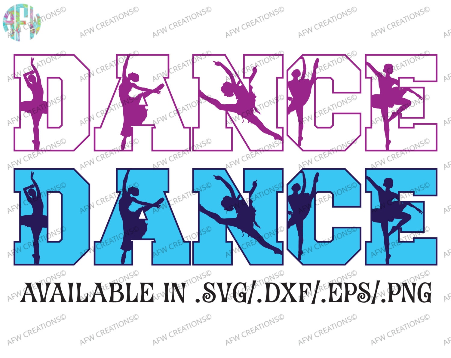 Download Digital Cut File Dance Silhouettes SVG DXF EPS Dance