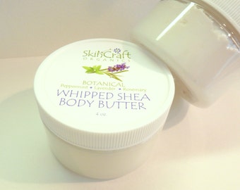 Organic Body Butter - Botanical Peppermint - Lavender - Rosemary - Organic Body Cream w/ Shea - Coconut - Jojoba - Vegan 4 oz.