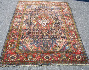 Persian Rug - 1950s Hand-Knotted Hamadan Rug (3300)