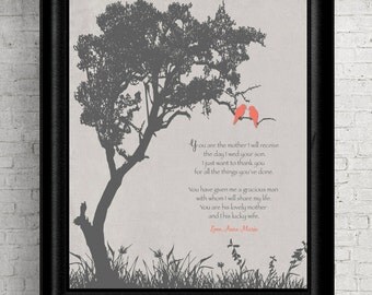 Thank You Gift for Mother In Law from Bride- Wedding gift for Future In-Law- Personalized 8x10 Print - Many colors available