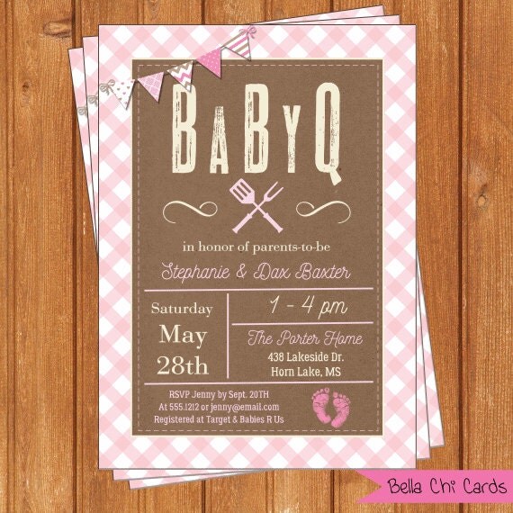 BabyQ Barbeque Invitation Baby Shower Printable by BellaChiCards