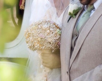 DEPOSIT | Custom Brooch Bouquet | Bridal Brooch Bouquet | Jeweled Bouquet | Wedding Bouquet