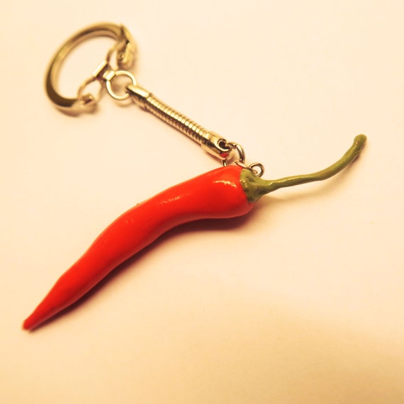 Chili pepper keychain miniature food jewelry food jewelry