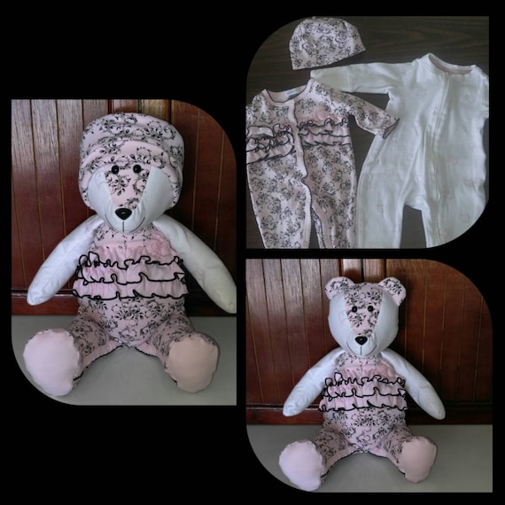 Handmade Memory Bear made from your Keepsake Baby Clothes or any keepsake clothing