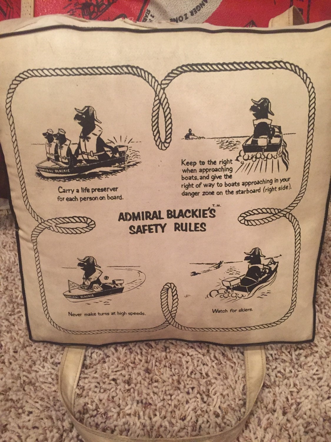 Vintage Nautical Boat Cushion Pair Man Cave Lake House