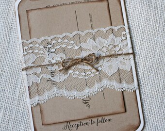 Rustic Wedding Invitation, Lace Wedding Invitation, Wedding Invitation, Rustic distressed Wedding Invitation, Country Wedding, Sample