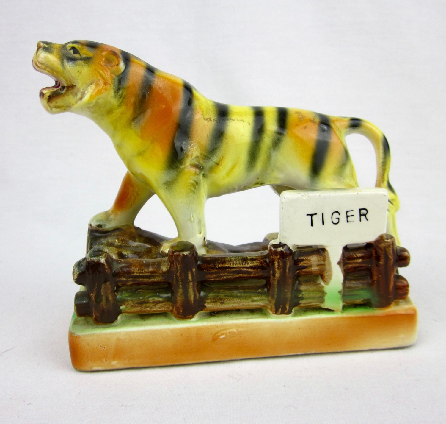 Vintage Porcelain Tiger Figurine Japan 1950s