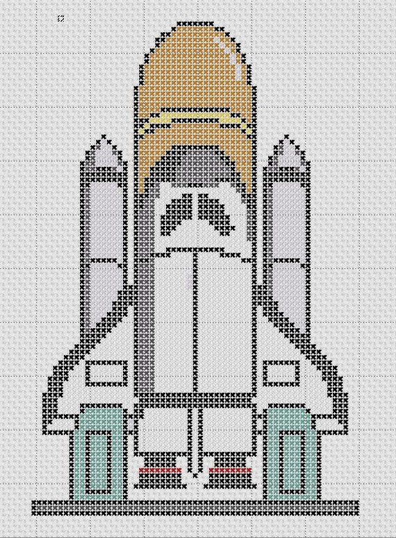 Space Shuttle Cross Stitch Pattern Simple & Fun PDF