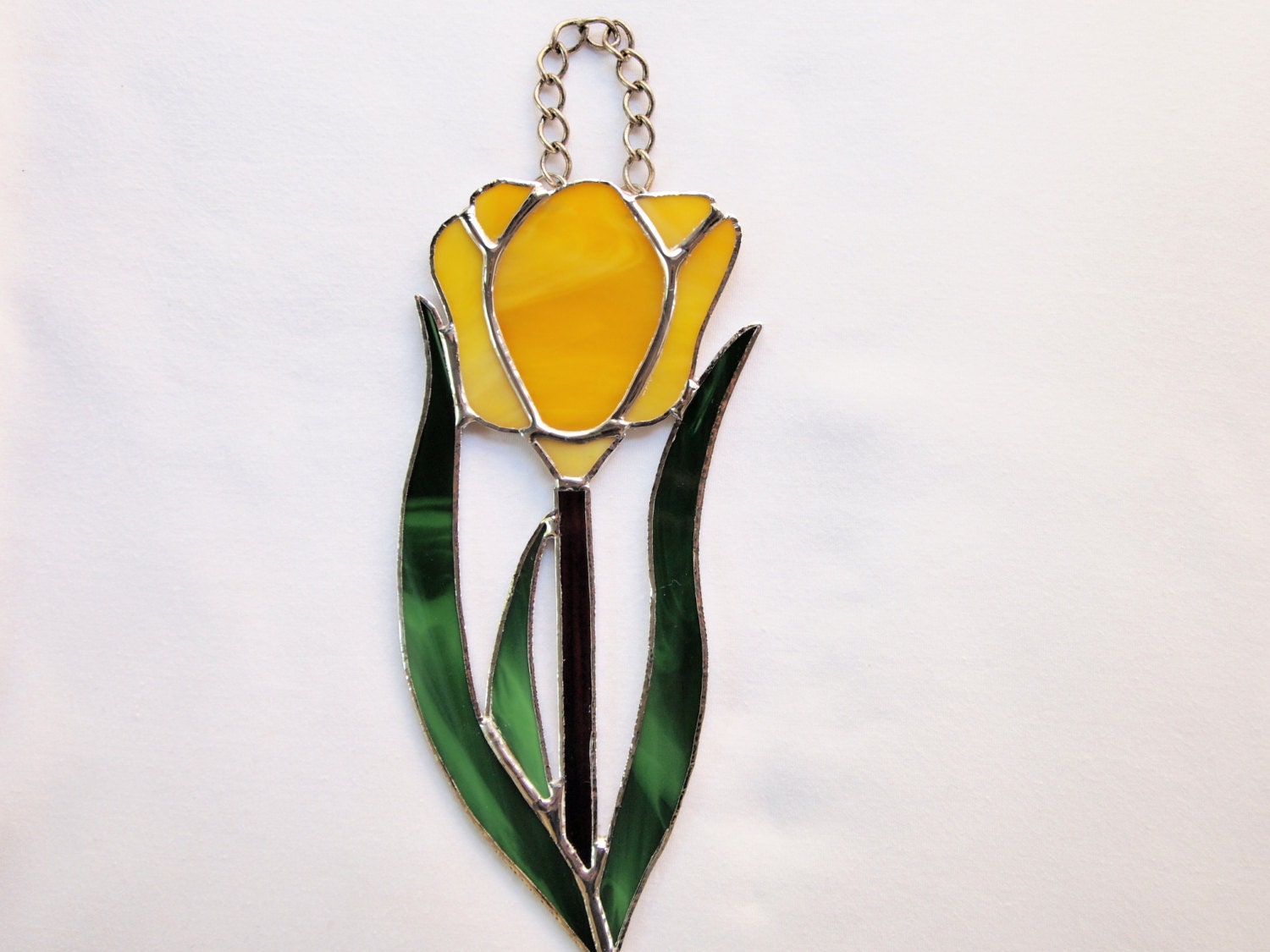 Stained Glass Yellow Tulip Suncatcher