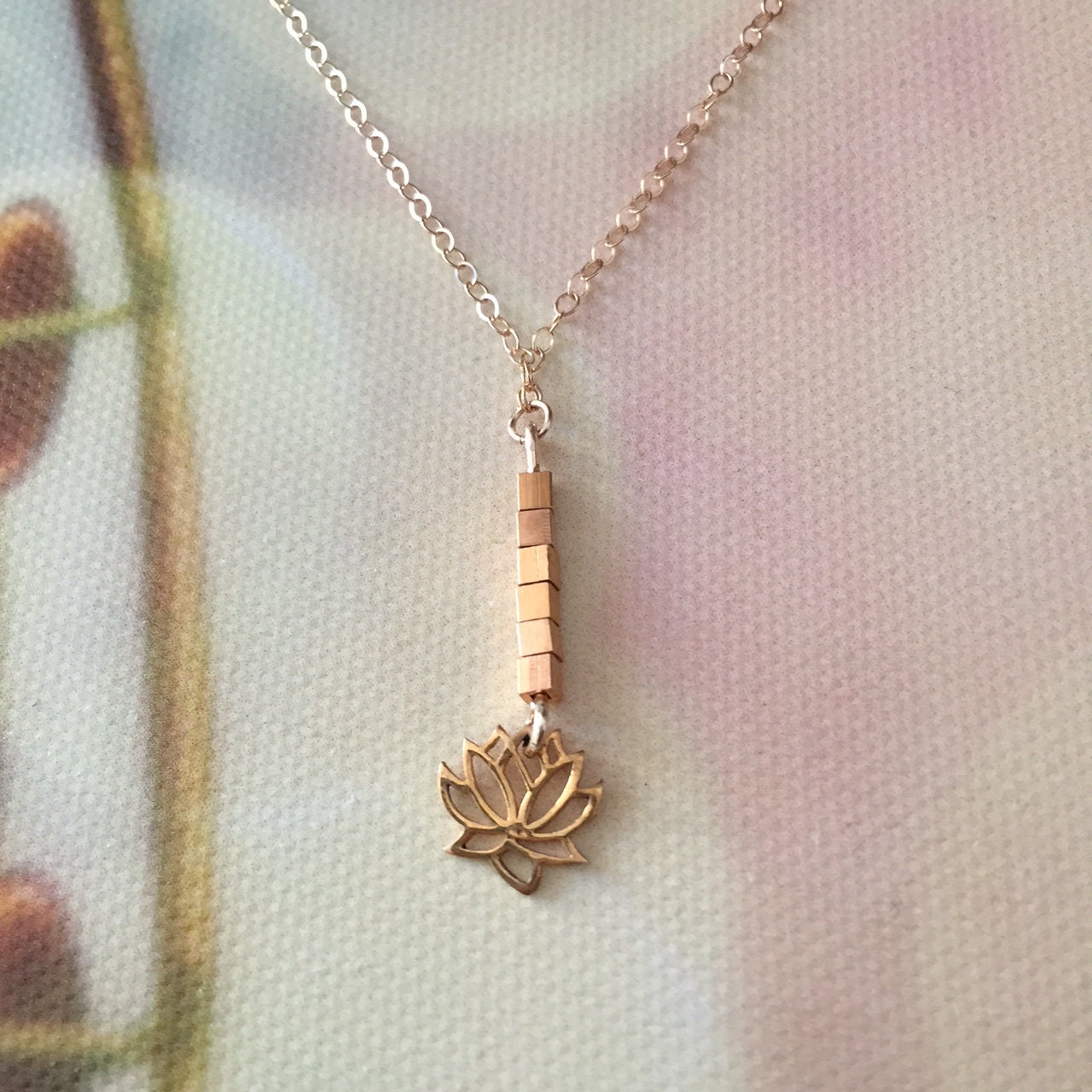 Gold Lotus Flower Lariat Necklace Lotus Flower Y Necklace