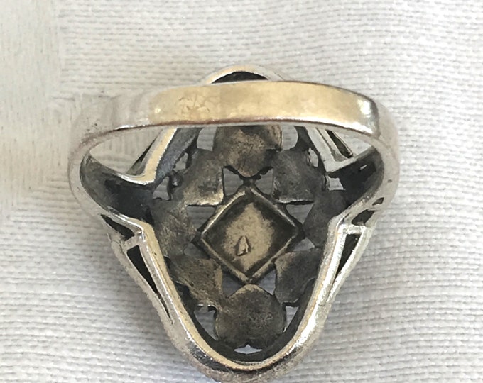 Art Deco Ring, Sterling Marcasite Ring, Openwork Design, Vintage Art Deco Jewelry