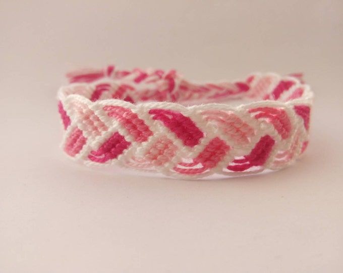 Knots for a Cause - Pink White Ombre Macrame Knotted Friendship Bracelet Wristband