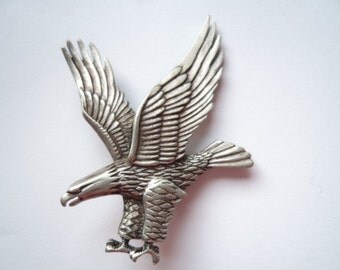 Vintage Signed JJ Silver pewter Eagle Brooch/Pin