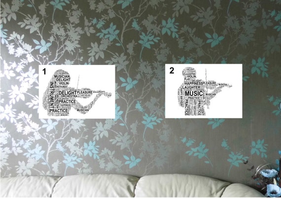 Violin Player Personalised Word Art Print. 