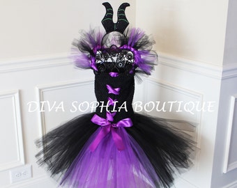 Maleficent Tutu Dress with Horns Headband / Maleficent Tutu Dress/ Costume.