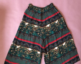 wide leg culottes / palazzo pants / landscape print SM