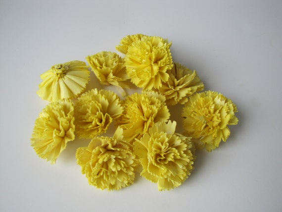 Lemon Yellow Carnation Sola Flowers - SET OF 10 , Sola 